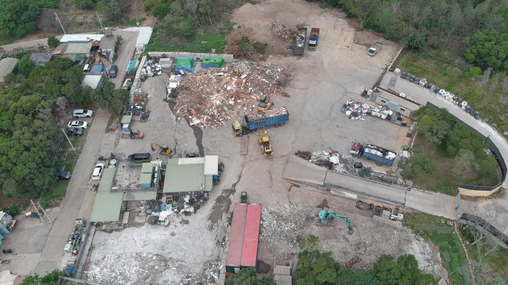 Figure 4: Aerial footage of the illegal waste stockpiling site in Shalu District