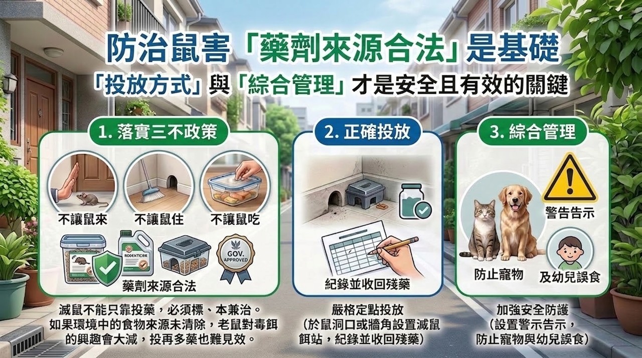圖卡-三不政策、投放方式與綜合管理才是防鼠安全且有效的關鍵圖卡